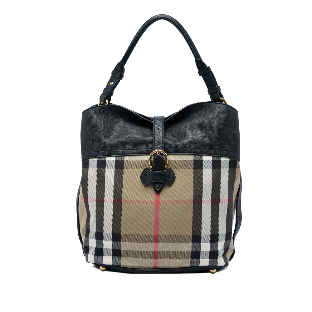 Pre-Loved Burberry Medium Mega Check Canvas and Leather Sycamore Hobo